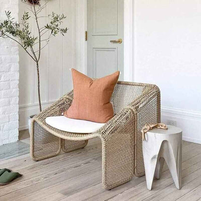 Modern Nordic Rattan Lounge Chair - Elegant Velvet Outdoor/Indoor Sofa Chair in the living room