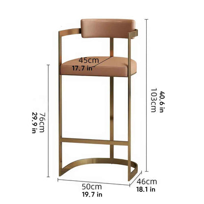 Minimalist Modern Bar Chair with Handrails - High Back, Synthetic Leather dimension