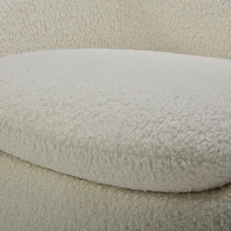 Cream Faux Shearling 360° Swivel Lounge Chair - Modern Comfort Accent Furniture close up