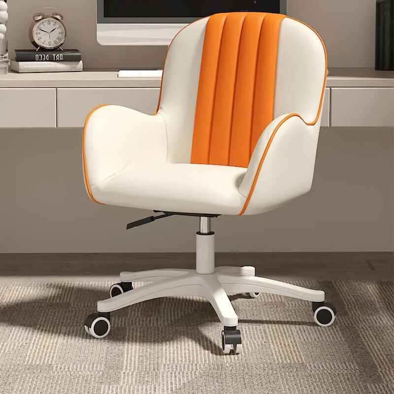 Luxury Swivel Office Chair: Comfortable, Rotatable, Leather Accent Chair front view