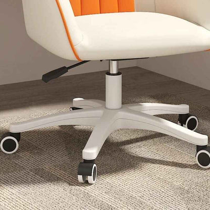 Luxury Swivel Office Chair: Comfortable, Rotatable, Leather Accent Chair close up view on the rollers