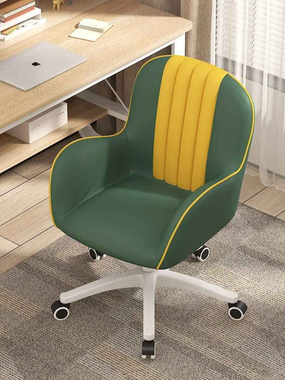 Luxury Swivel Office Chair: Comfortable, Rotatable, Leather Accent Chair green with yellow detail