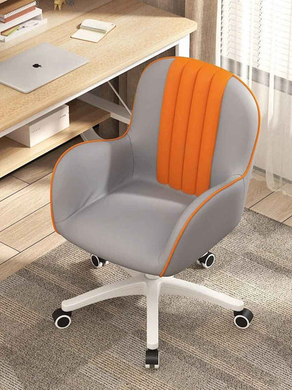 Luxury Swivel Office Chair: Comfortable, Rotatable, Leather Accent Chair gray with orange detail