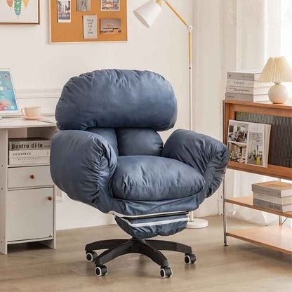 Ergonomic Swivel Office Chair with Full Body Back Cushion & Adjustable Armrests blue gray