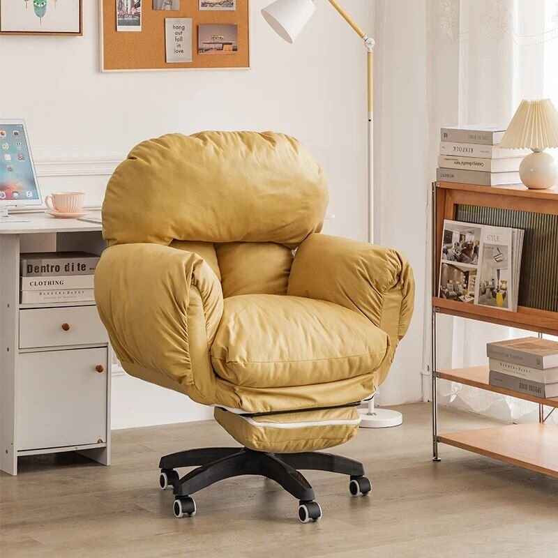 Ergonomic Swivel Office Chair with Full Body Back Cushion & Adjustable Armrests light brown