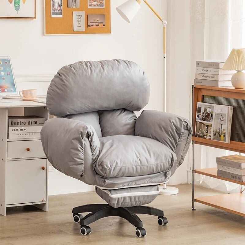 Ergonomic Swivel Office Chair with Full Body Back Cushion & Adjustable Armrests light gray