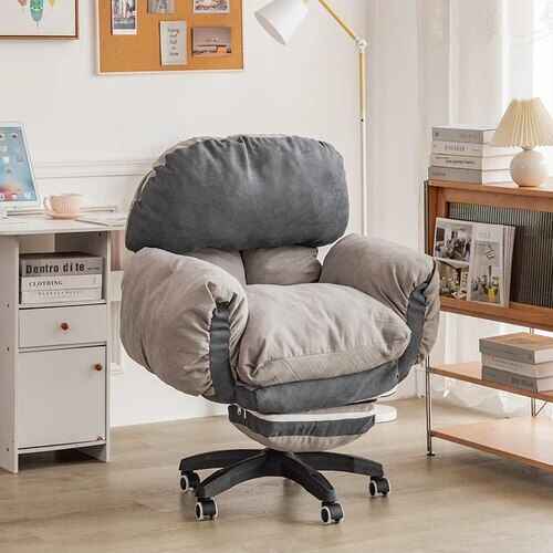 Ergonomic Swivel Office Chair with Full Body Back Cushion & Adjustable Armrests gray