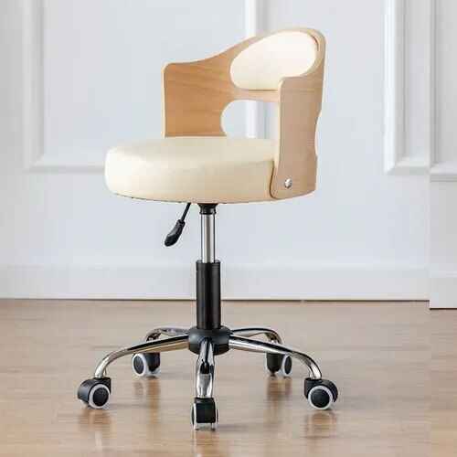 Ergonomic Designer Office Chair with Back Support and Rollers egg shell white