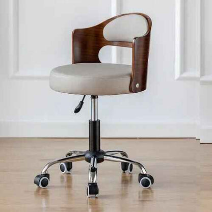 Ergonomic Designer Office Chair with Back Support and Rollers cream white