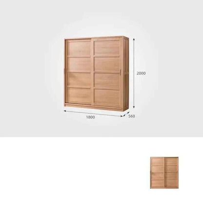 Elegant Oak Japanese-Style Wardrobe with Sliding Doors and Storage dimension