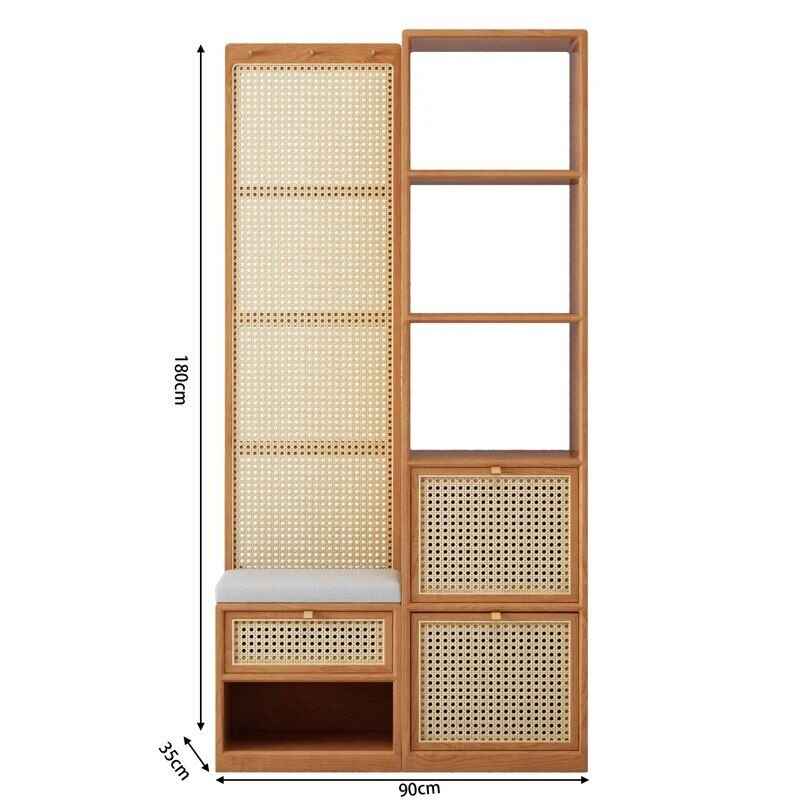 Modern Minimalist Wood Rattan Shoe Cabinet orange