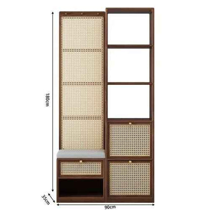 Modern Minimalist Wood Rattan Shoe Cabinet brown