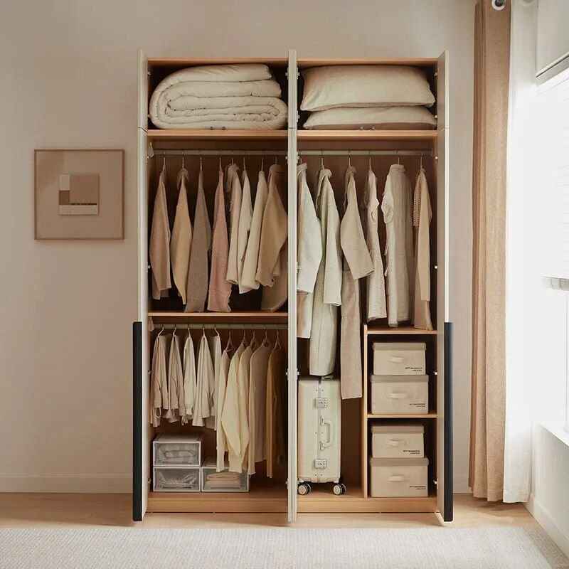 Com pact Elegance: Modern Small Apartment Wardrobe open doors