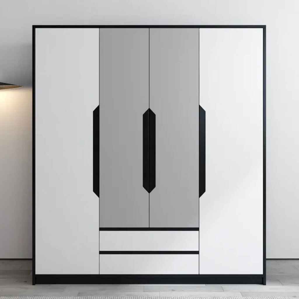 Modern Minimalist Sliding Wardrobe – Elegant and Multifunctional Home Storage Solution white background