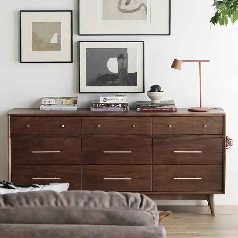 Elegant Black Walnut Japanese Chest of Drawers front view