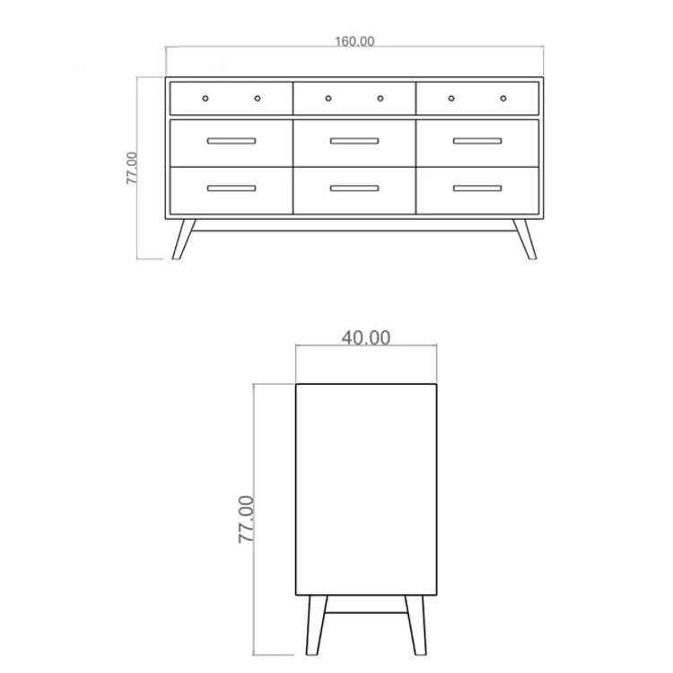 Elegant Black Walnut Japanese Chest of Drawers dimension