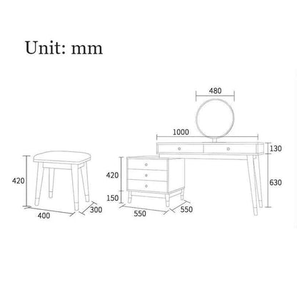 Modern Nordic-Inspired Dressing Table for Small Spaces dimensions