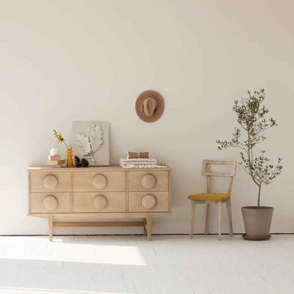 Elegant Oak Wood Sideboard for Living Room front view