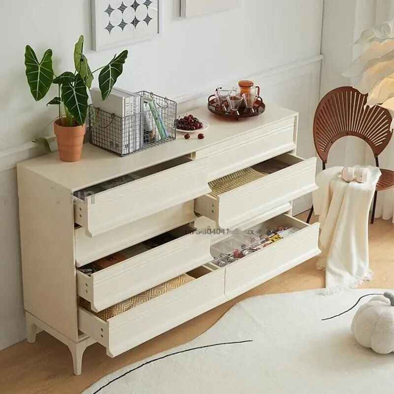 Modern Nordic Wood Display Cabinet with Drawers open drawers