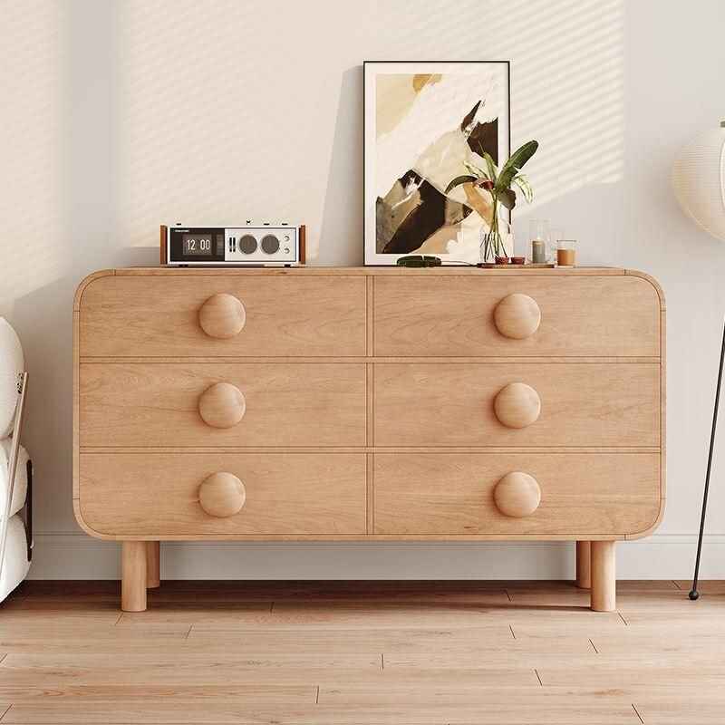 Elegant Wall-Mounted Solid Wood Sideboard with 6 Drawers front view