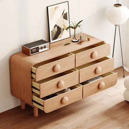 Elegant Wall-Mounted Solid Wood Sideboard with 6 Drawers upper view open dawers