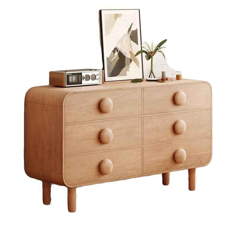 Elegant Wall-Mounted Solid Wood Sideboard with 6 Drawers side view