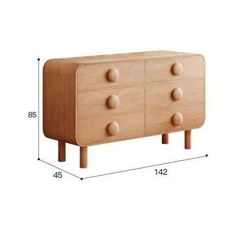 Elegant Wall-Mounted Solid Wood Sideboard with 6 Drawers dimension