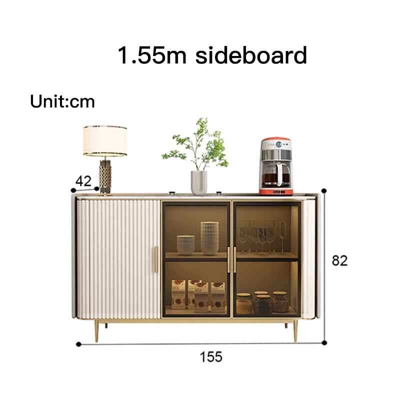 Luxury Modern Minimalist Sideboard with Transparent Doors and High-Temperature Resistant Countertop dimension