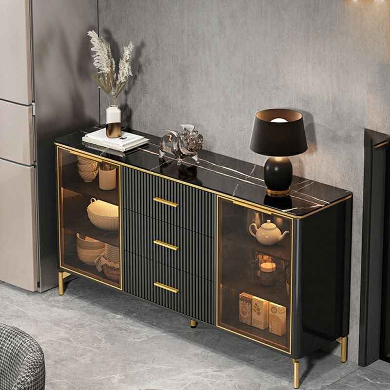 Rustic Wood Sideboard black upper view 