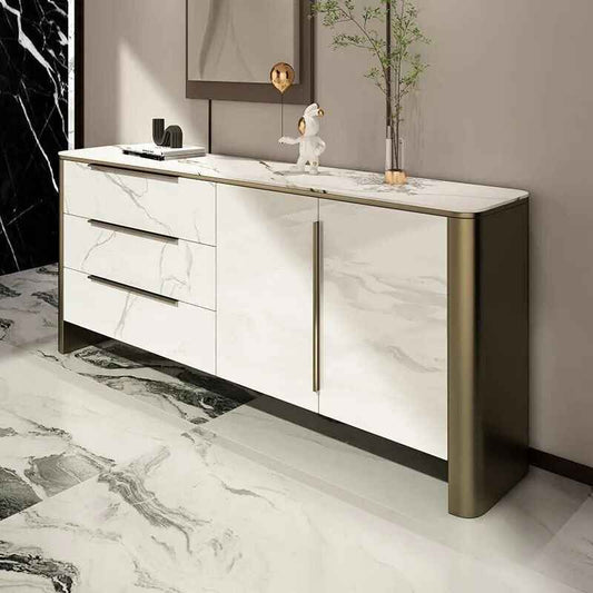 Modern Minimalist Sideboard with Shelves and Drawers side view