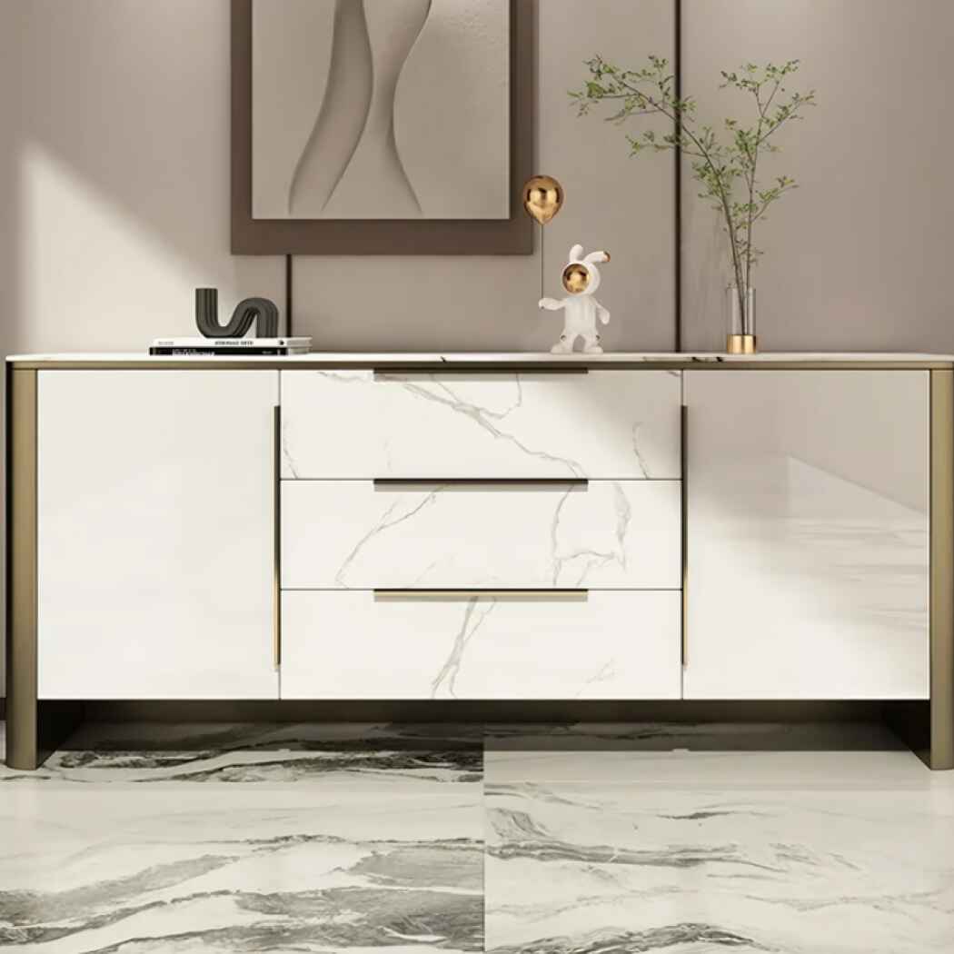 Modern Minimalist Sideboard with Shelves and Drawers front view