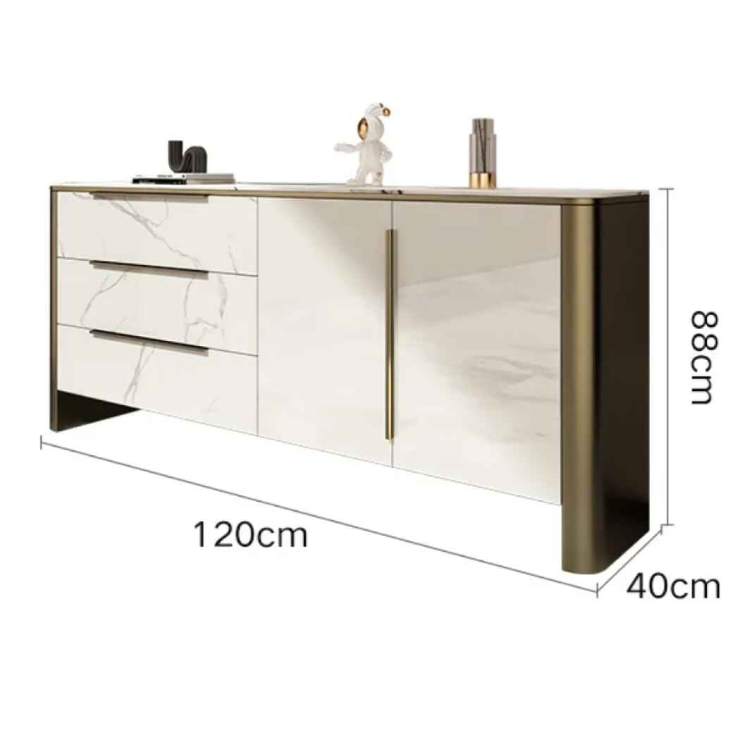 Modern Minimalist Sideboard with Shelves and Drawers 120x40x88cm