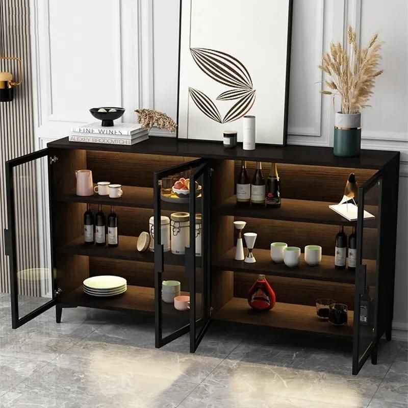 Modern Minimalist Solid Wood Sideboard for Elegant Home Storage open doors