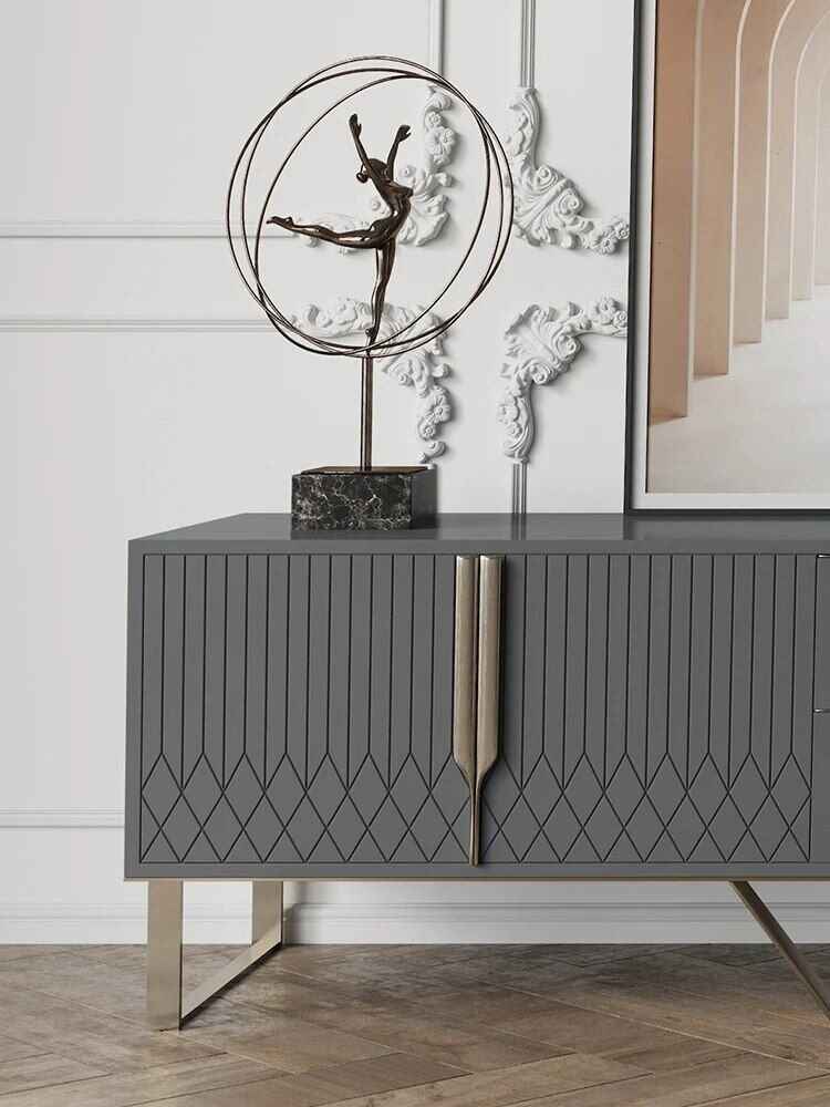 Luxury Nordic-Inspired TV Table Cabinet with Gold Accents elegant