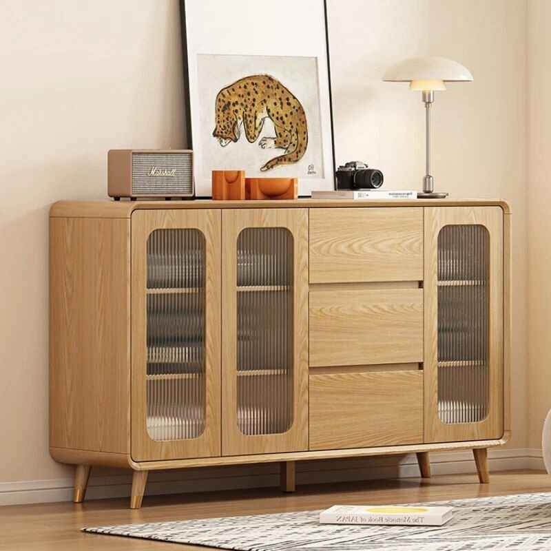 Modern Minimalist Solid Wood Sideboard in the bed room