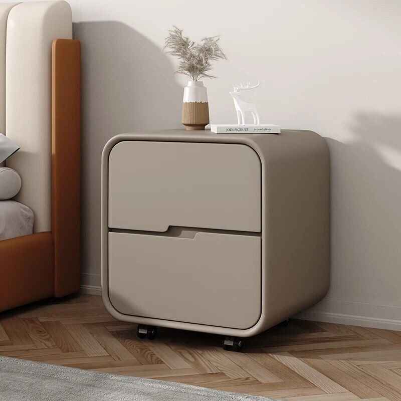 Nordic Small Mobile Nightstand Beige 