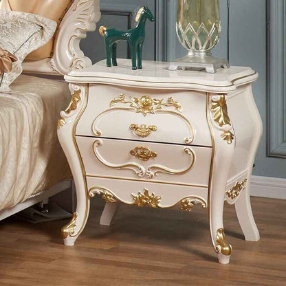 Modern Moroccan Style Luxury Bedside Table with Dual Drawers in bed