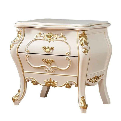 Modern Moroccan Style Luxury Bedside Table with Dual Drawers with white background