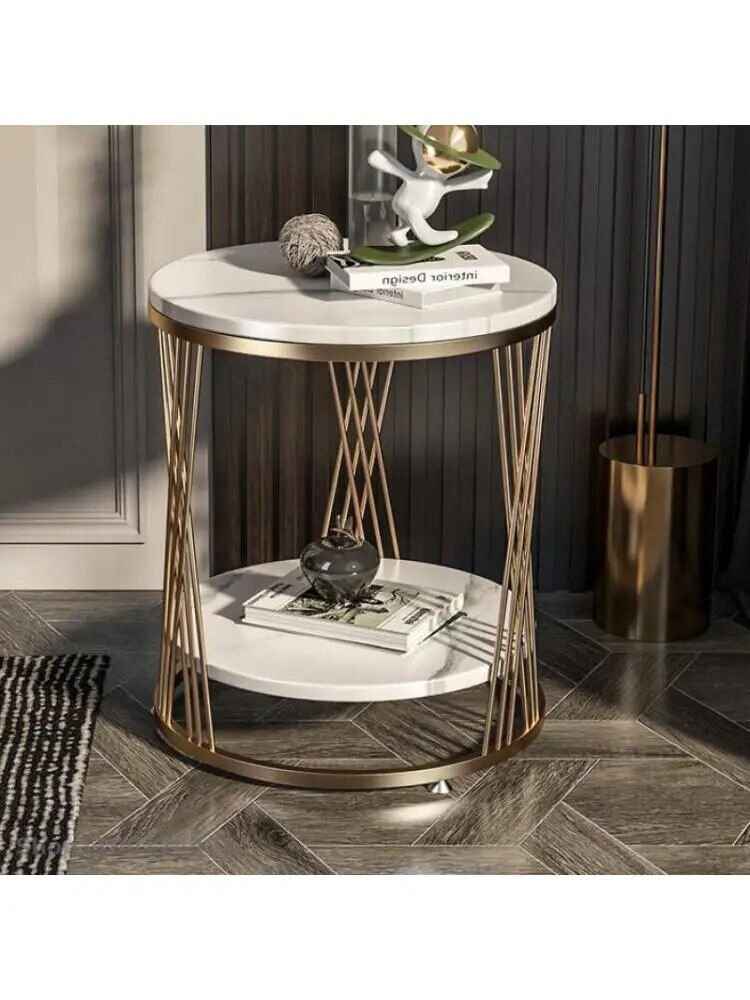 Light Luxury Marble Side Table Gold