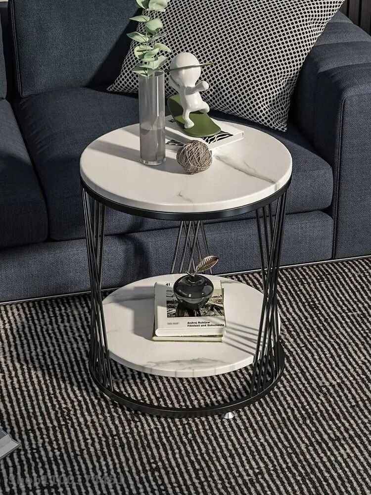 Light Luxury Marble Side Table Black upper view