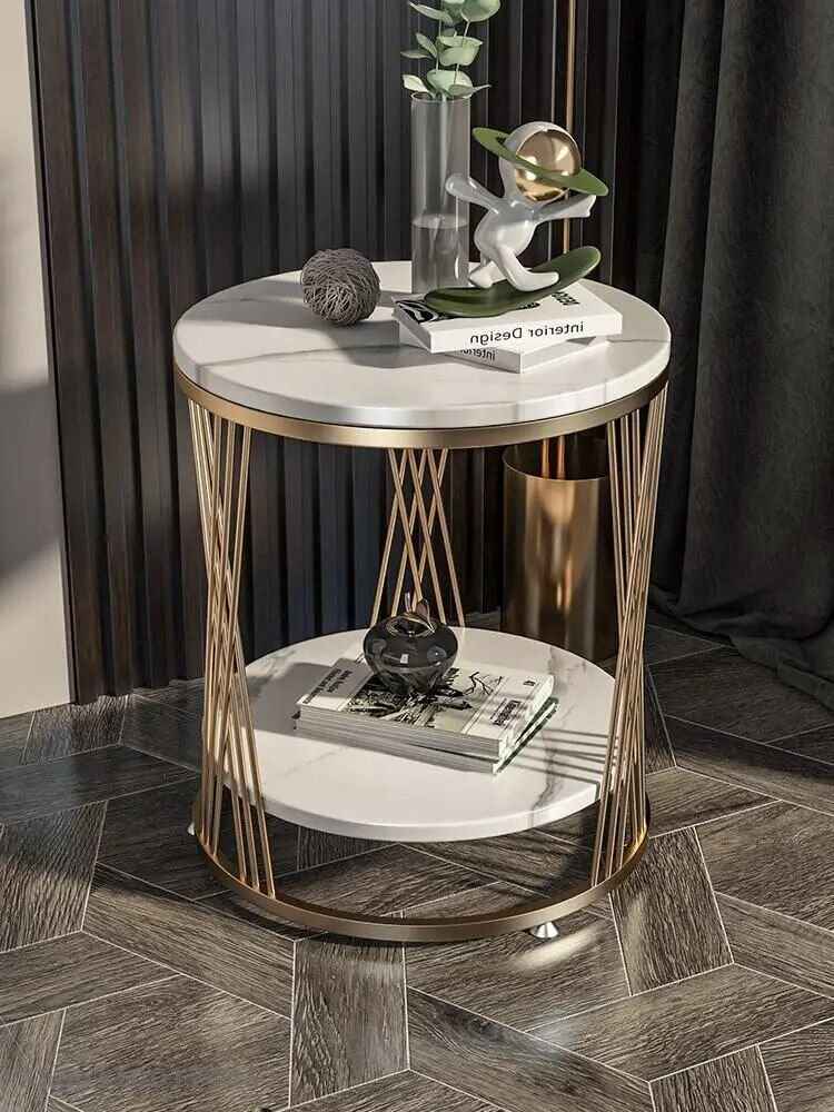 Light Luxury Marble Side Table Gold