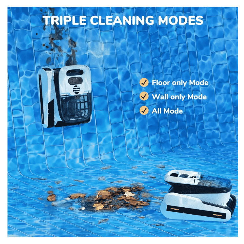 Intelligent Robotic Pool Vacuum Cordless, Long-lasting, with Sonar Path Planning