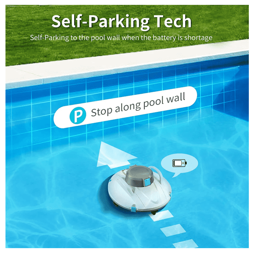 Efficient Cordless Robotic Pool Cleaner with Advanced Suction & Self-Parking