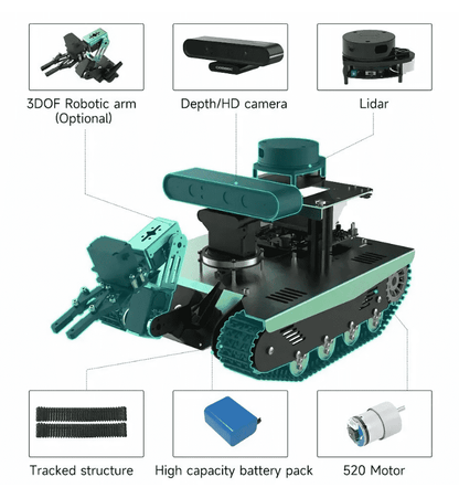 AI Vision Robot Tank Kit with Lidar & Python Programming