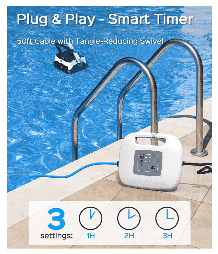 Efficient Robotic Pool Cleaner Automatic Vacuum with High Suction, Wall and Floor Cleaning