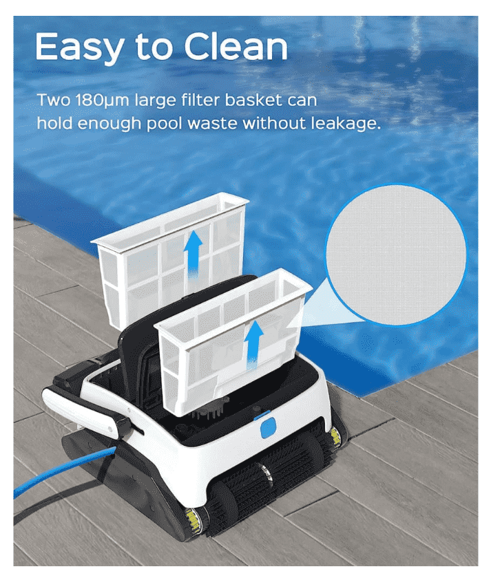 Efficient Robotic Pool Cleaner Automatic Vacuum with High Suction, Wall and Floor Cleaning